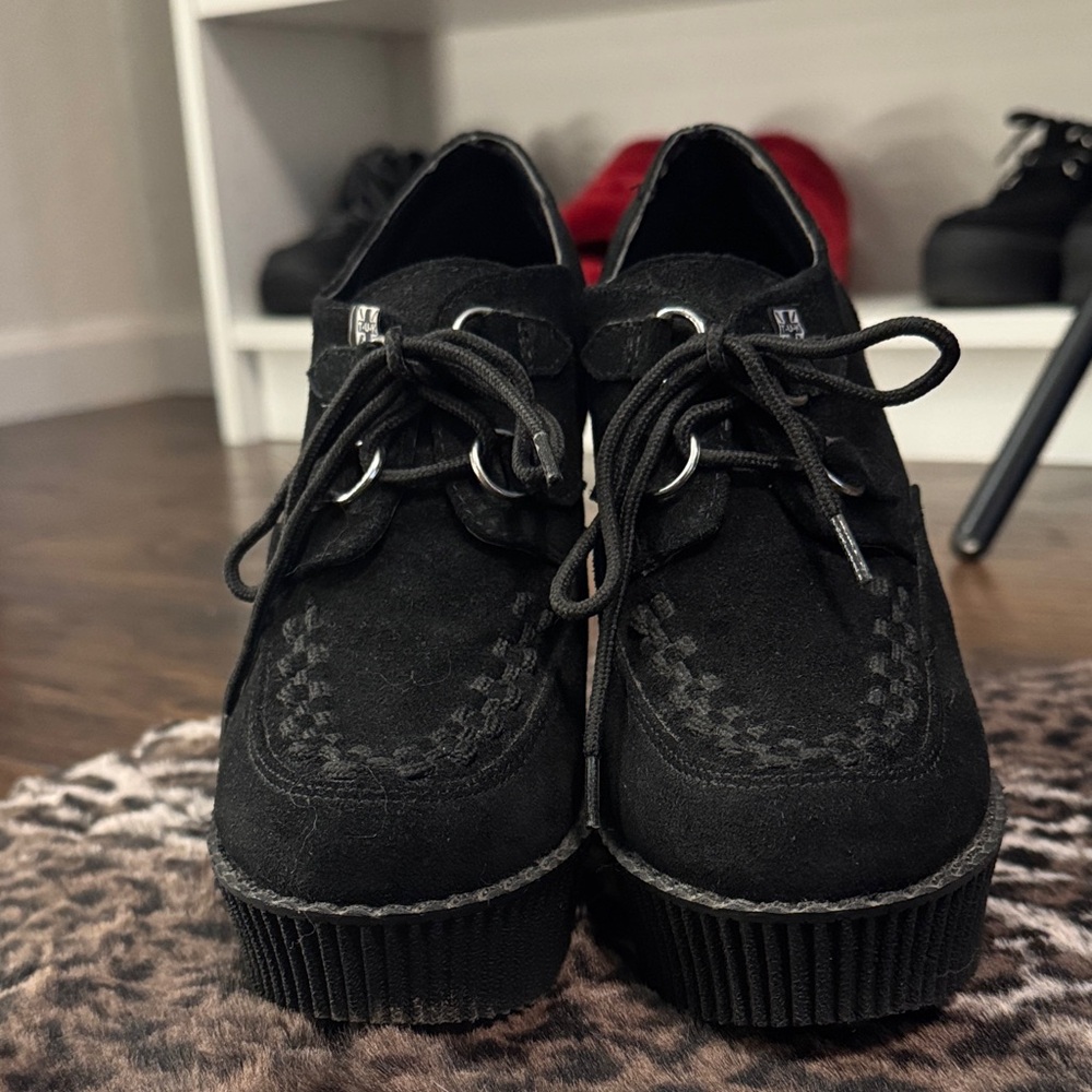 TUK Black Suede Platform Shoes